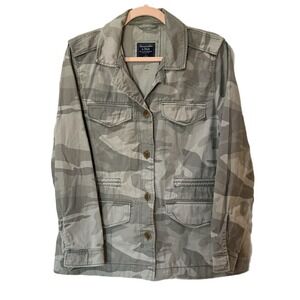 Abercrombie & Fitch Military Womens L Utility Jacket Anorak Green Camouflage Y2K